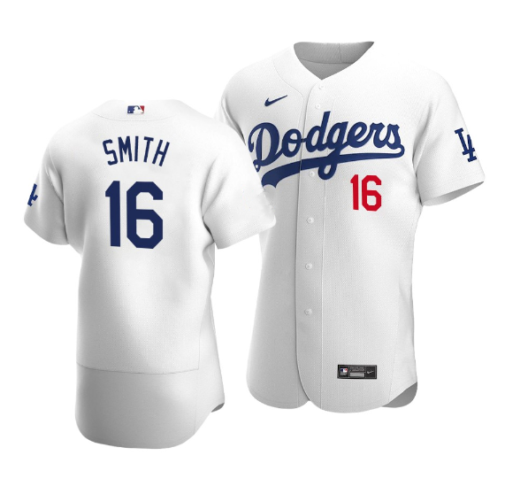Men's Los Angeles Dodgers #16 Will Smith White Flex Base Sttiched Jersey